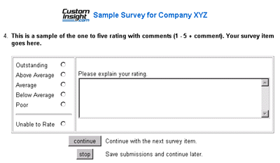 Sample 1-5 rating + comment